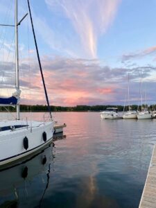 port, zachód słońca